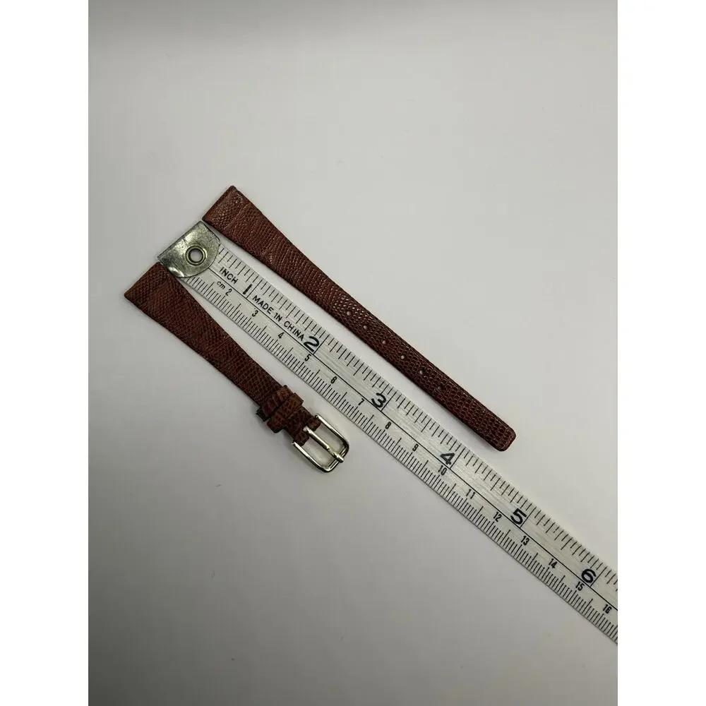 14mm KREISLER Genuine Lizard Tan NOS Vintage Watch Band & Gold-Tone Buckle